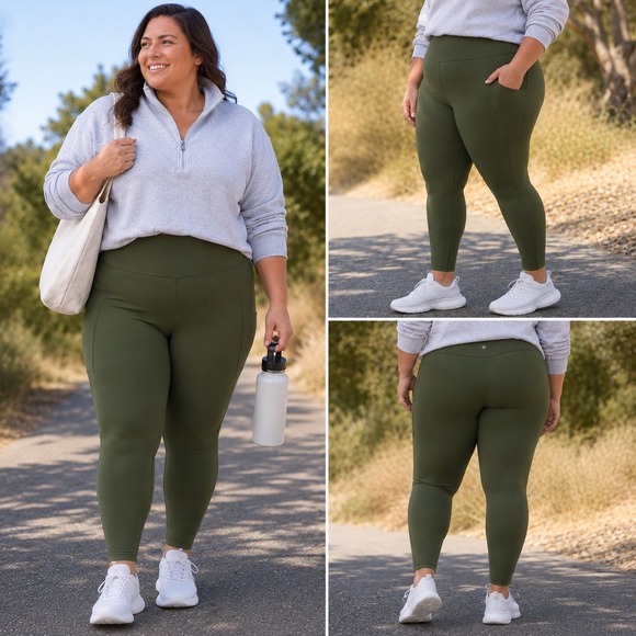 Athleta Pants - NWT Athleta Salutation Stash High Rise 7/8 Tight 3X 24W 26W Aspen Olive Pockets